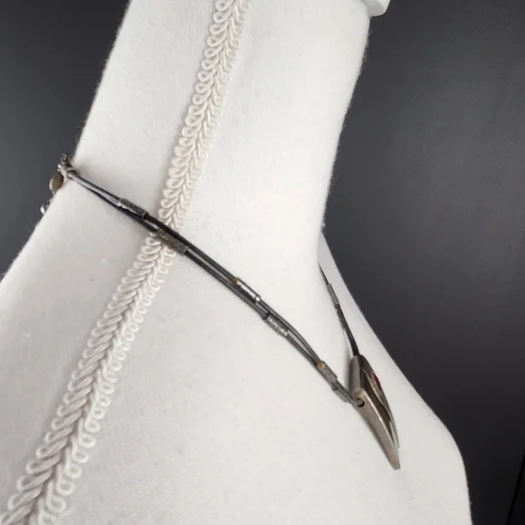 Signed Chicos Pendant Statement Necklace On Stationed Cord - Picture 4 of 7